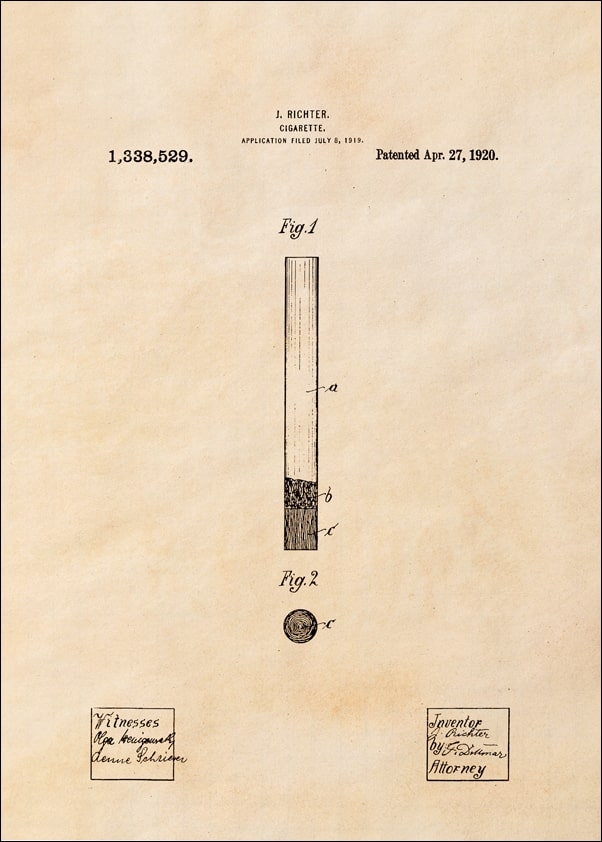 Image of Patent Papieros Projekt z 1920, sepia - plakat Wymiar do wyboru: 29,7x42 cm