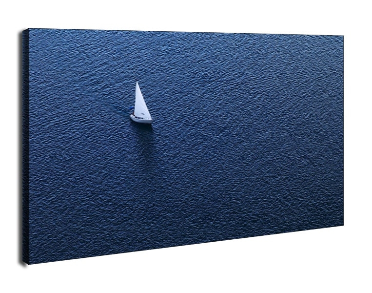 Image of Lonely yacht, The top view - obraz na płótnie Wymiar do wyboru: 30x20 cm