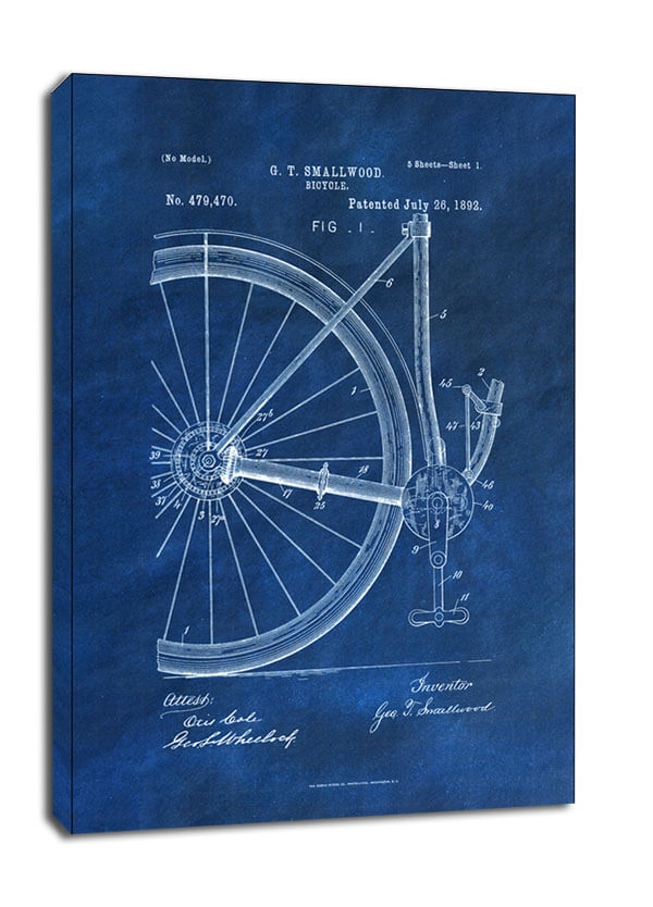 Image of Patent, Rower Projekt z 1892 Niebieski - obraz na płótnie Wymiar do wyboru: 70x100 cm