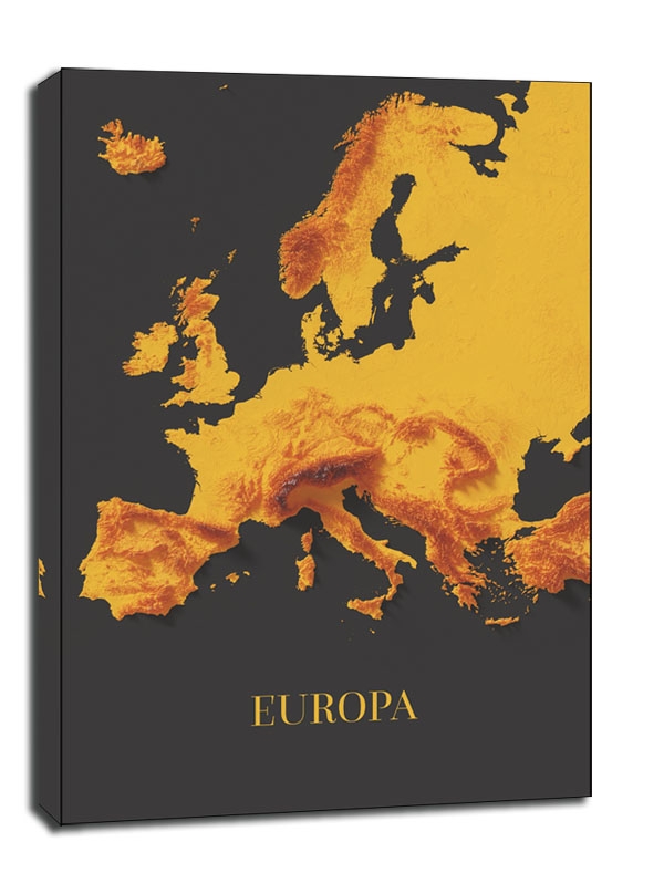 Image of Europa mapa złota - obraz na płótnie Wymiar do wyboru: 61x91,5 cm