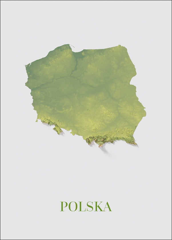 Image of Polska mapa kolorowa - plakat Wymiar do wyboru: 59,4x84,1 cm