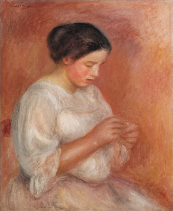 Image of Woman Sewing, Auguste Renoir - plakat Wymiar do wyboru: 61x91,5 cm