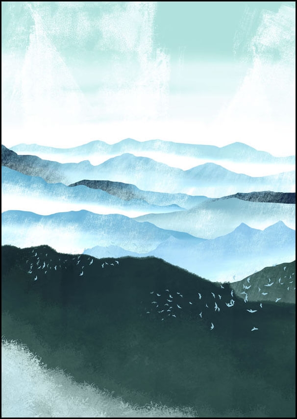 Image of Wzgórza, ptaki - plakat Wymiar do wyboru: 50x70 cm