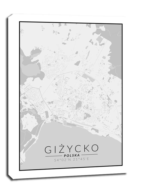 Image of Giżycko mapa czarno biała - obraz na płótnie Wymiar do wyboru: 60x80 cm