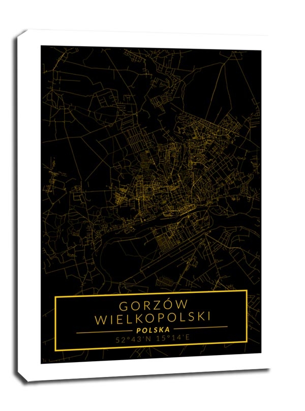 Image of Gorzów Wielkopolski mapa złota - obraz na płótnie Wymiar do wyboru: 30x40 cm