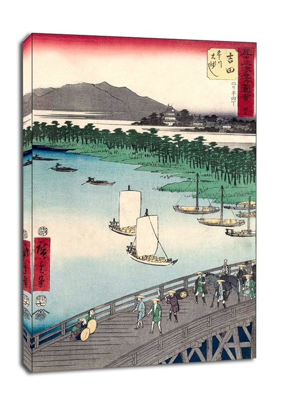 Image of Yoshida Great Bridge on the Toyo River, Hiroshige - obraz na płótnie Wymiar do wyboru: 30x40 cm