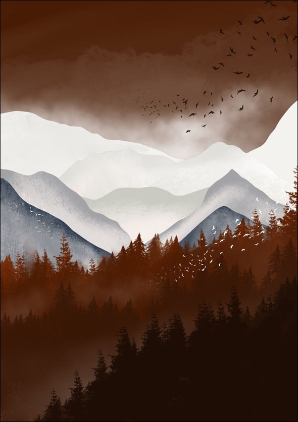Image of Brązowe góry - plakat Wymiar do wyboru: 29,7x42 cm