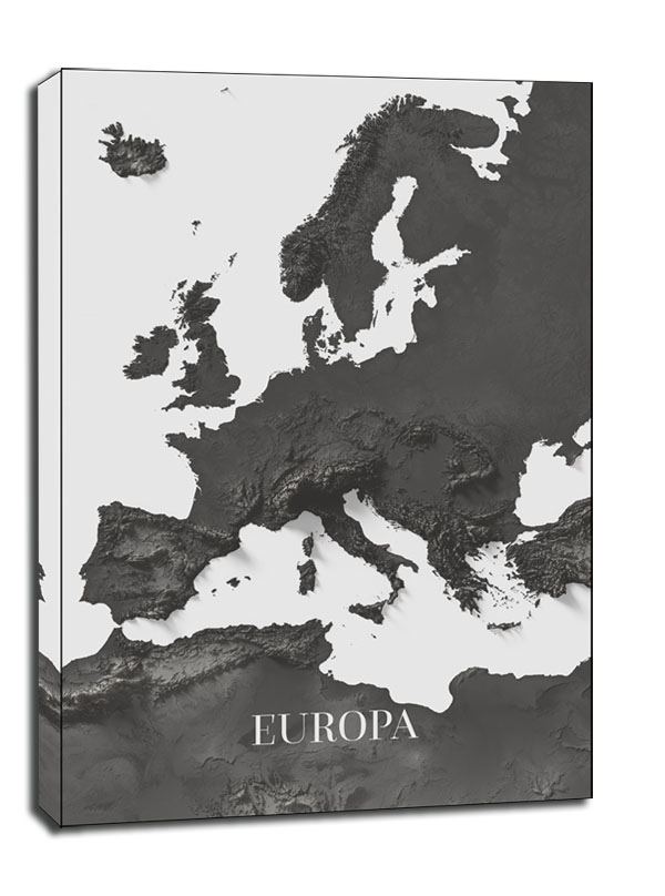 Image of Europa-Afryka mapa czarno biała - obraz na płótnie Wymiar do wyboru: 40x50 cm