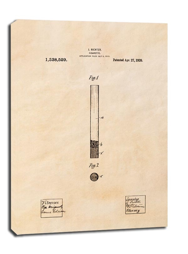 Image of Patent Papieros Projekt z 1920, sepia - obraz na płótnie Wymiar do wyboru: 90x120 cm