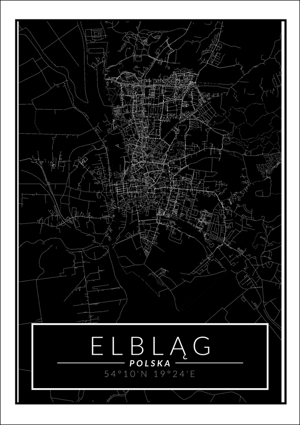 Image of Elblag mapa dark - plakat Wymiar do wyboru: 40x50 cm