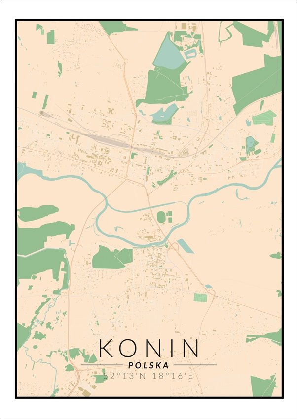 Image of Konin mapa kolorowa - plakat Wymiar do wyboru: 30x40 cm