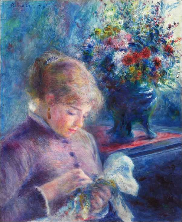 Image of Young Woman Sewing, Auguste Renoir - plakat Wymiar do wyboru: 29,7x42 cm