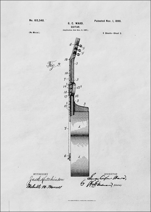 Image of Patent GC Ward Gitara Projekt z 1898 - plakat Wymiar do wyboru: 21x29,7 cm