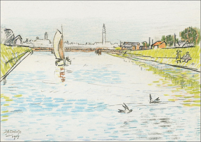 Image of View of a Canal with a Sailing Ship, Jan Toorop - plakat Wymiar do wyboru: 29,7x21 cm