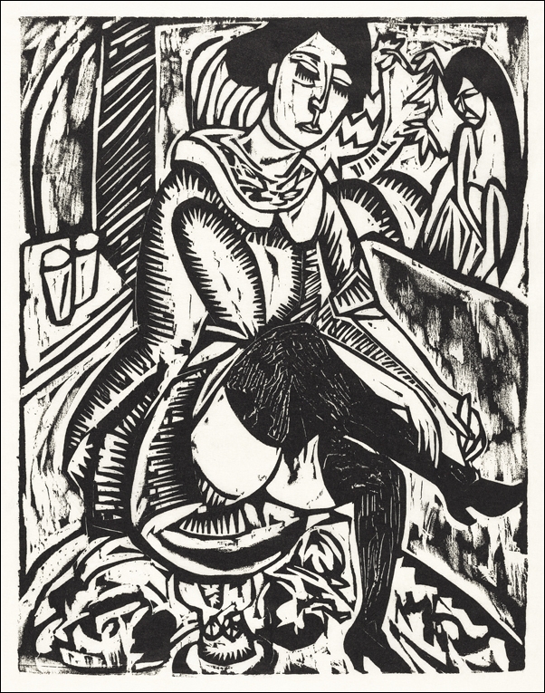 Image of Woman Tying Her Shoe, Ernst Ludwig Kirchner - plakat Wymiar do wyboru: 29,7x42 cm