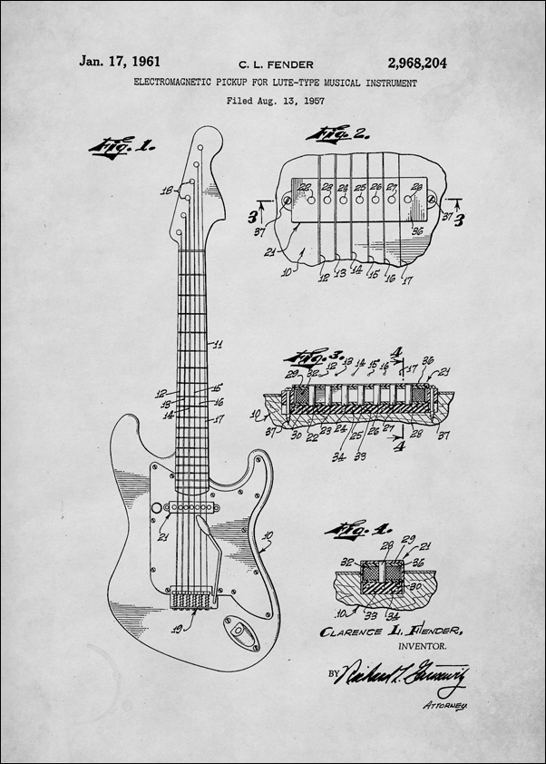 Image of Fender Bialy - plakat Wymiar do wyboru: 20x30 cm