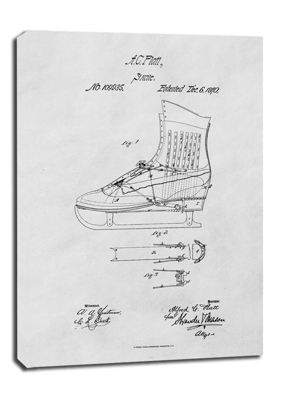 Image of Patent Łyżwy Projekt z 1870 - obraz na płótnie Wymiar do wyboru: 40x50 cm