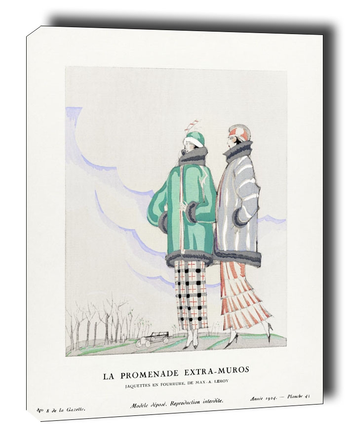 Image of La promenade extra–muros, Jaquettes en fourrure, de Max, A. Leroy, Charles Martin - obraz na płótnie Wymiar do wyboru: 40x50 cm