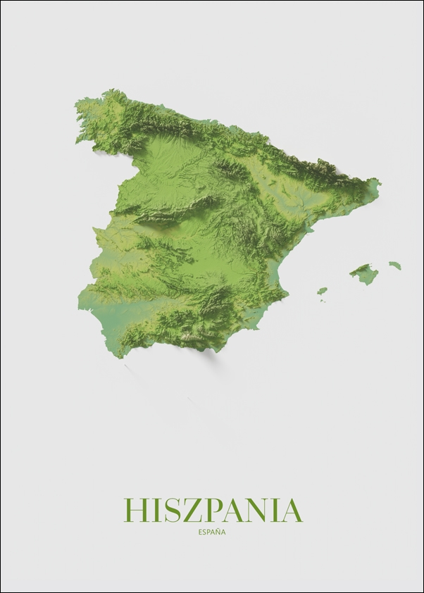 Image of Hiszpania, mapa - plakat Wymiar do wyboru: 70x100 cm