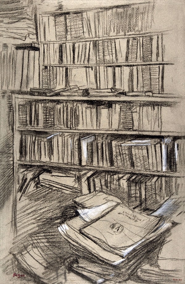 Image of Bookshelves, Study for Edmond Duranty, Edgar Degas - plakat Wymiar do wyboru: 60x80 cm