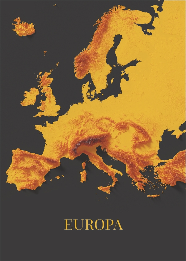 Image of Europa mapa złota - plakat Wymiar do wyboru: 40x50 cm