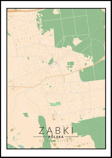 Image of Ząbki mapa kolorowa - plakat Wymiar do wyboru: 40x50 cm