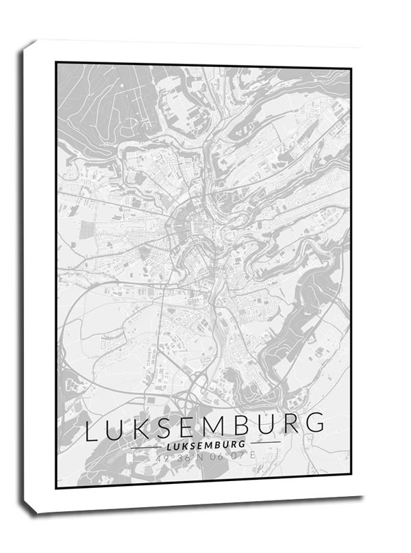 Image of Luksemburg mapa czarno biała - obraz na płótnie Wymiar do wyboru: 30x40 cm