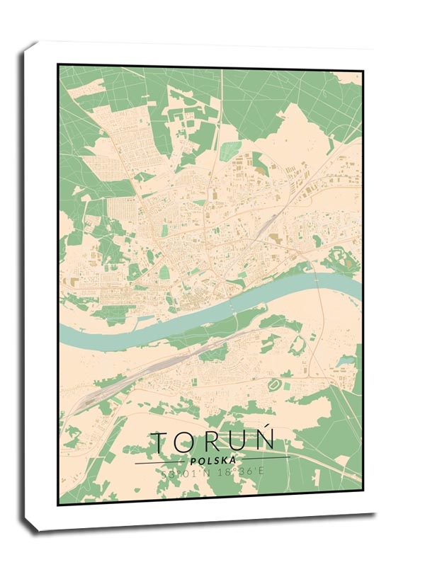 Image of Toruń mapa kolorowa - obraz na płótnie Wymiar do wyboru: 50x70 cm