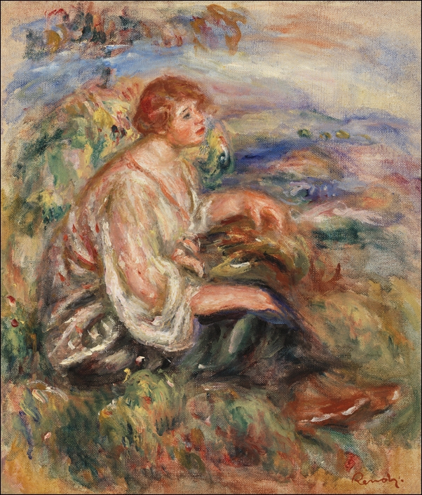 Image of Woman in Tulle Blouse and Black Skirt, Auguste Renoir - plakat Wymiar do wyboru: 21x29,7 cm
