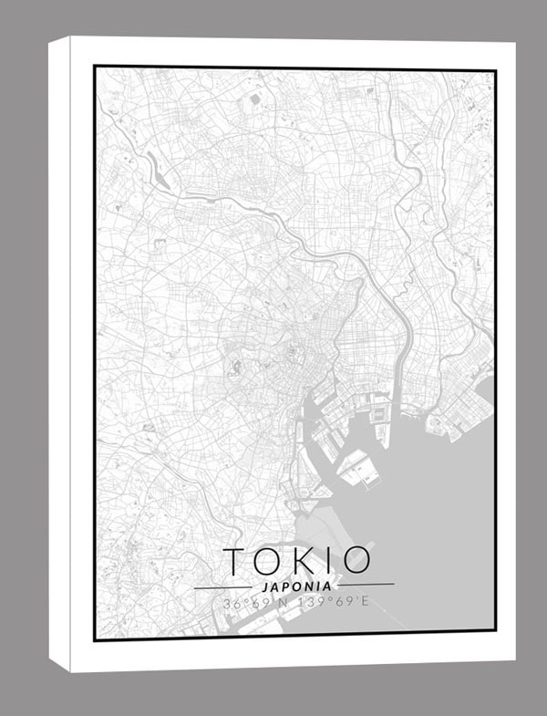Image of Tokio mapa czarno biała - obraz na płótnie Wymiar do wyboru: 20x30 cm