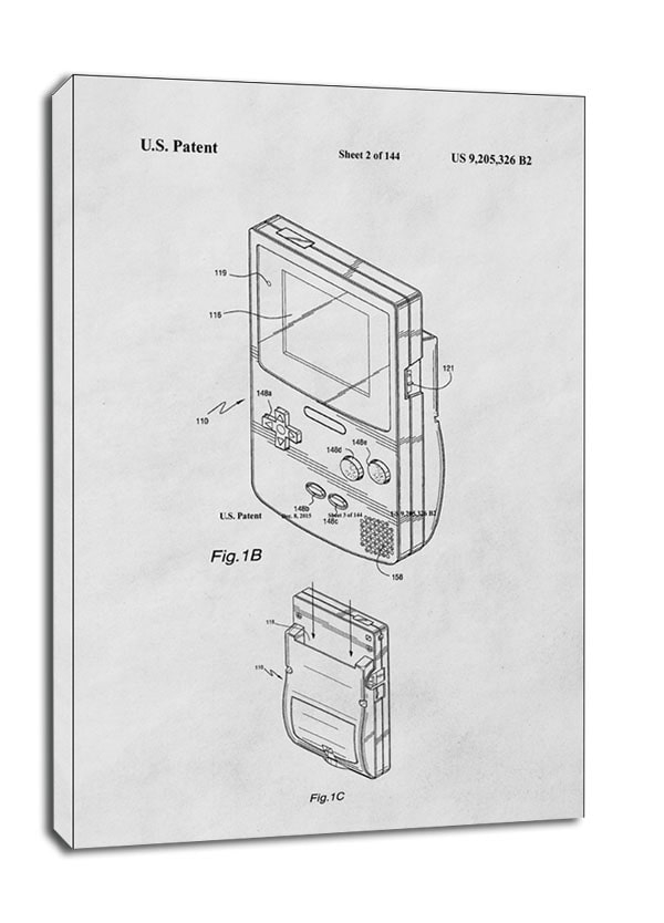 Image of Patent, Konsola Przenosna Gameboy Bialy - obraz na płótnie Wymiar do wyboru: 20x30 cm