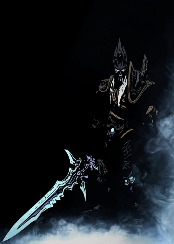 Image of BlizzardVerse Stencils - Arthas, the Lich King, Warcraft - plakat Wymiar do wyboru: 59,4x84,1 cm