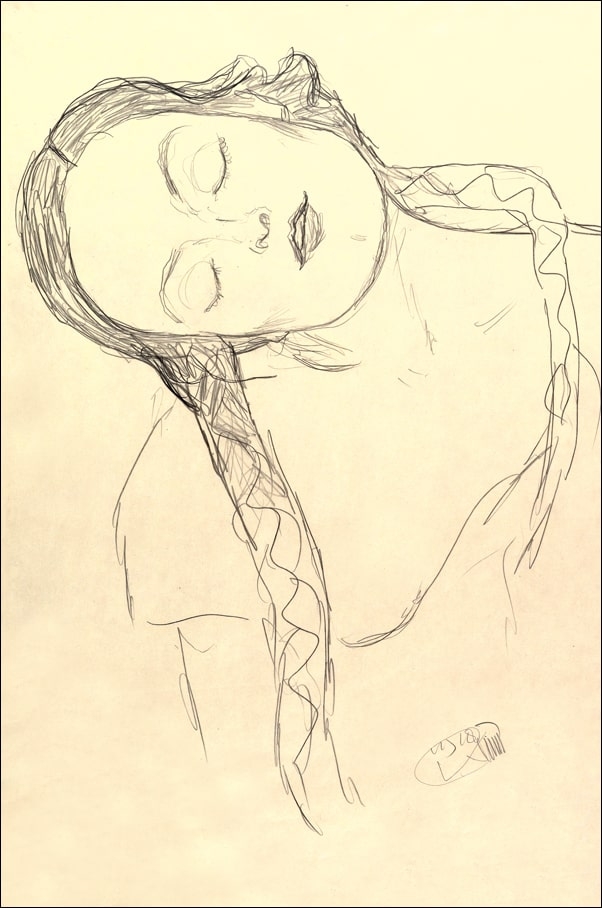 Image of Half figure of a Young Woman, Gustav Klimt - plakat Wymiar do wyboru: 61x91,5 cm