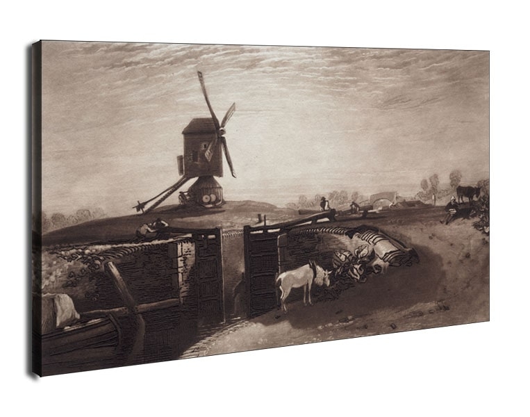 Image of Liber Studiorum Windmill and Lock, William Turner - obraz na płótnie Wymiar do wyboru: 100x70 cm