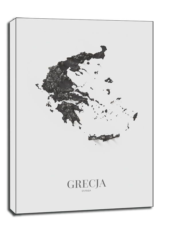 Image of Grecja mapa czarno biała - obraz na płótnie Wymiar do wyboru: 40x50 cm