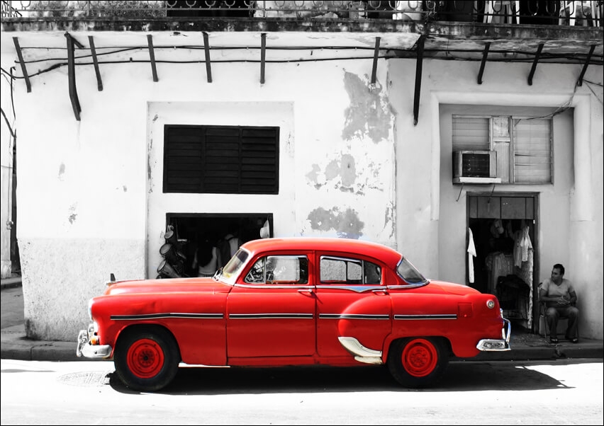 Image of Cadillac, Havana Cuba - plakat Wymiar do wyboru: 29,7x21 cm