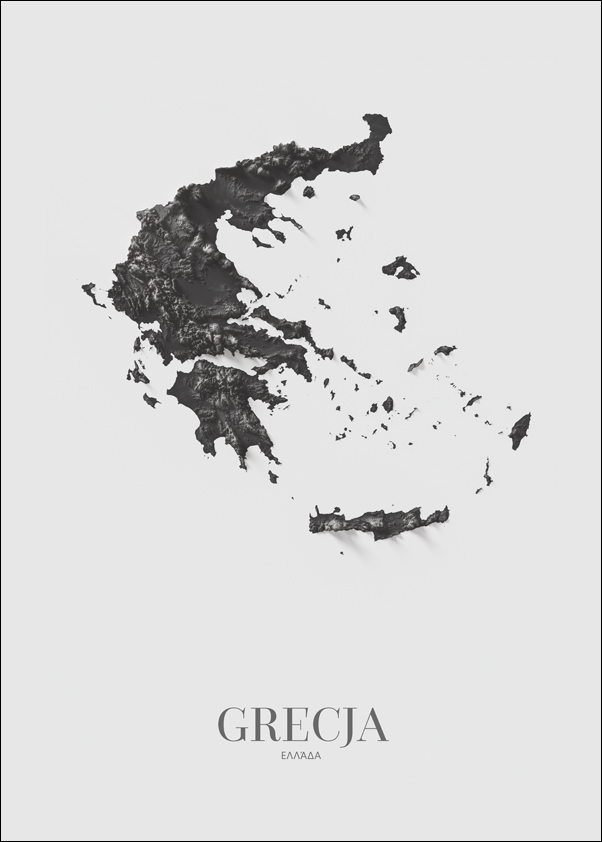 Image of Grecja mapa czarno biała - plakat Wymiar do wyboru: 40x50 cm