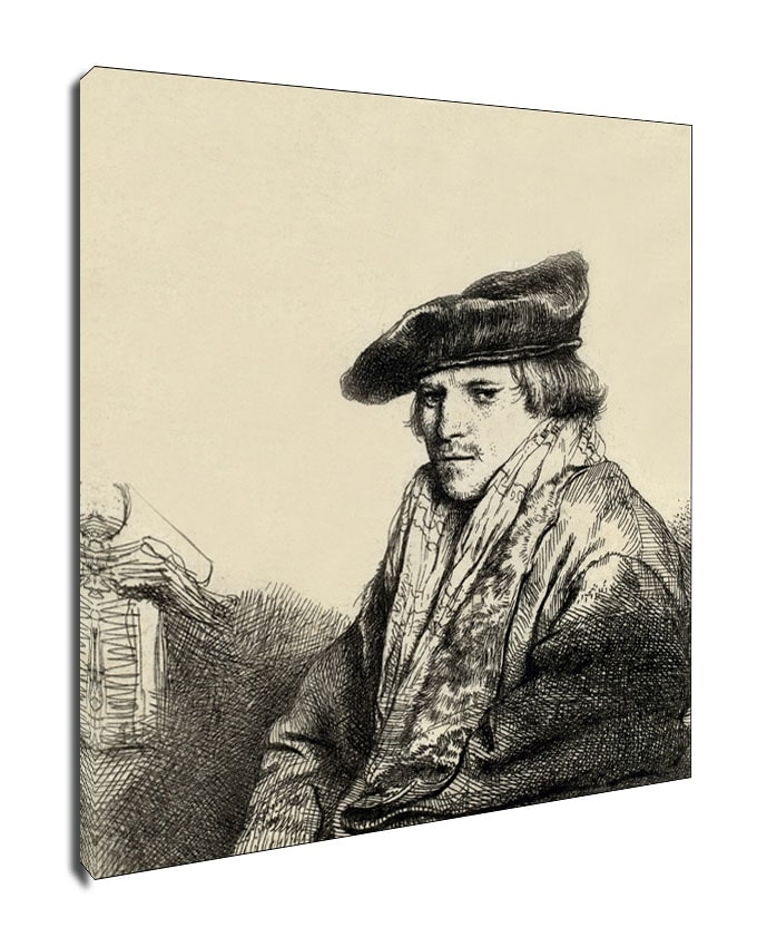 Image of Young Man in a Velvet Cap, Rembrandt - obraz na płótnie Wymiar do wyboru: 50x70 cm