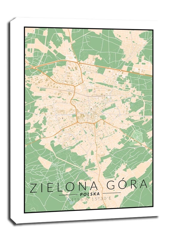 Image of Zielona Góra mapa kolorowa - obraz na płótnie Wymiar do wyboru: 20x30 cm