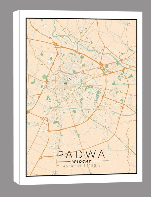 Image of Padwa, Włochy mapa kolorowa - obraz na płótnie Wymiar do wyboru: 30x40 cm