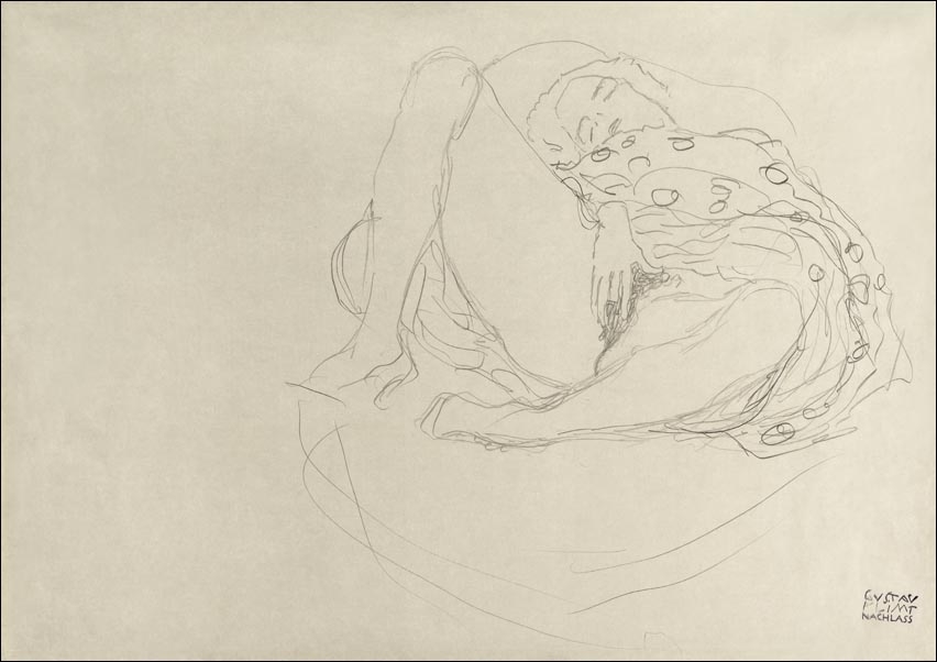 Image of Reclining Nude with Drapery, Gustav Klimt - plakat Wymiar do wyboru: 42x29,7 cm