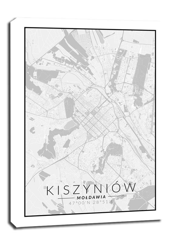Image of Kiszyniow mapa czarno biała - obraz na płótnie Wymiar do wyboru: 20x30 cm