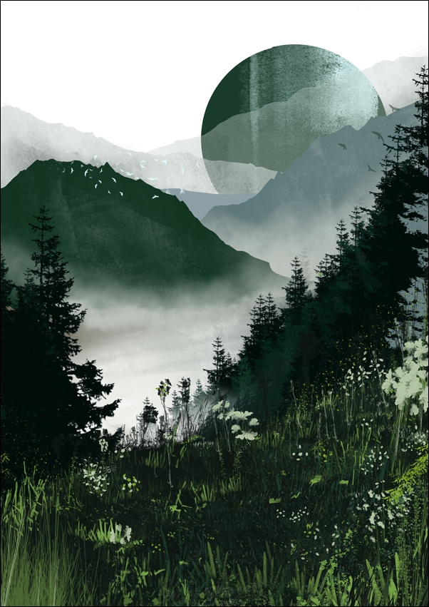 Image of Zielony księżyc - plakat Wymiar do wyboru: 70x100 cm