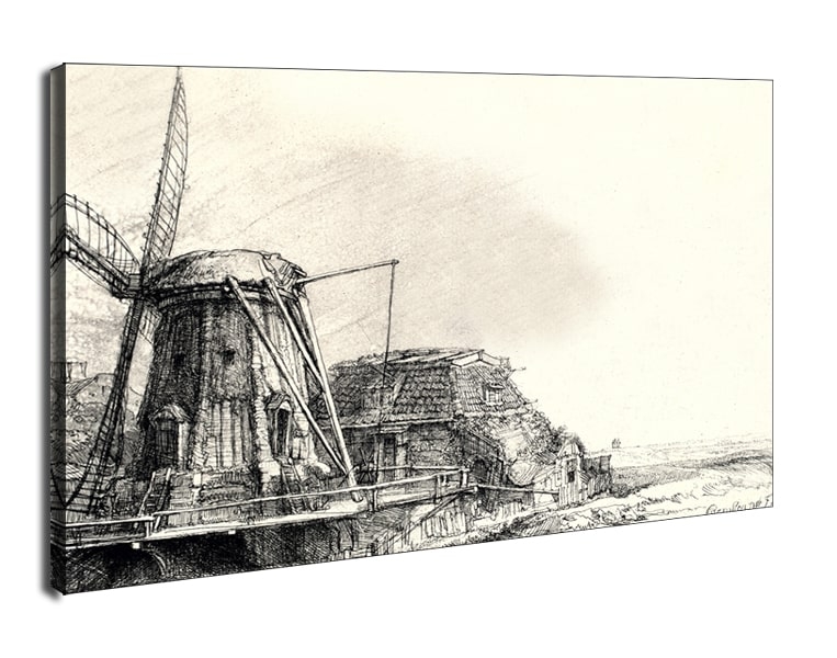 Image of The Windmill, Rembrandt - obraz na płótnie Wymiar do wyboru: 30x20 cm