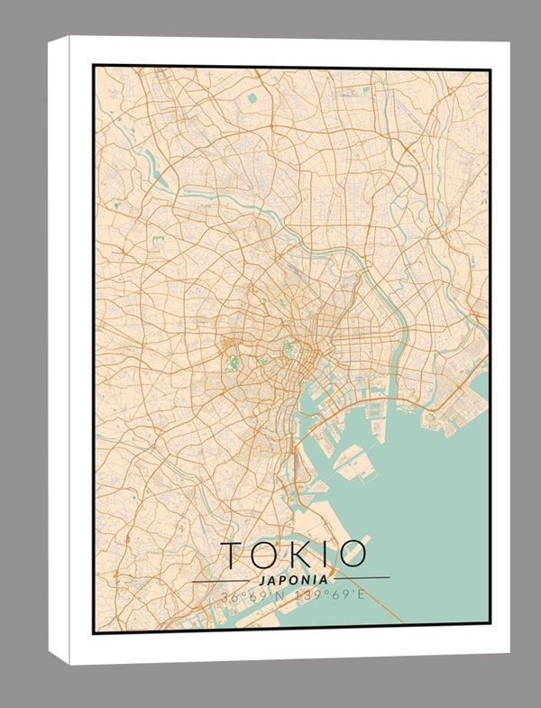Image of Tokio mapa kolorowa - obraz na płótnie Wymiar do wyboru: 90x120 cm