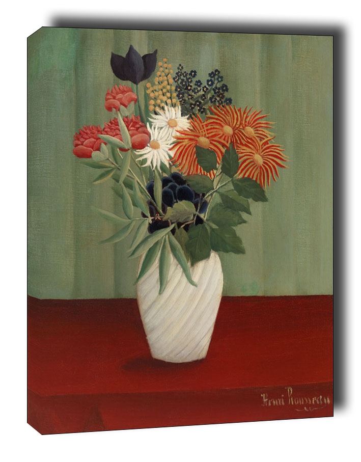 Image of Bouquet of Flowers with China Asters and Tokyos, Henri Rousseau - obraz na płótnie Wymiar do wyboru: 20x30 cm