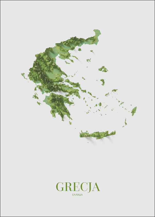 Image of Grecja mapa kolorowa - plakat Wymiar do wyboru: 50x70 cm
