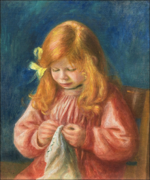 Image of Jean Renoir Sewing, Auguste Renoir - plakat Wymiar do wyboru: 30x40 cm
