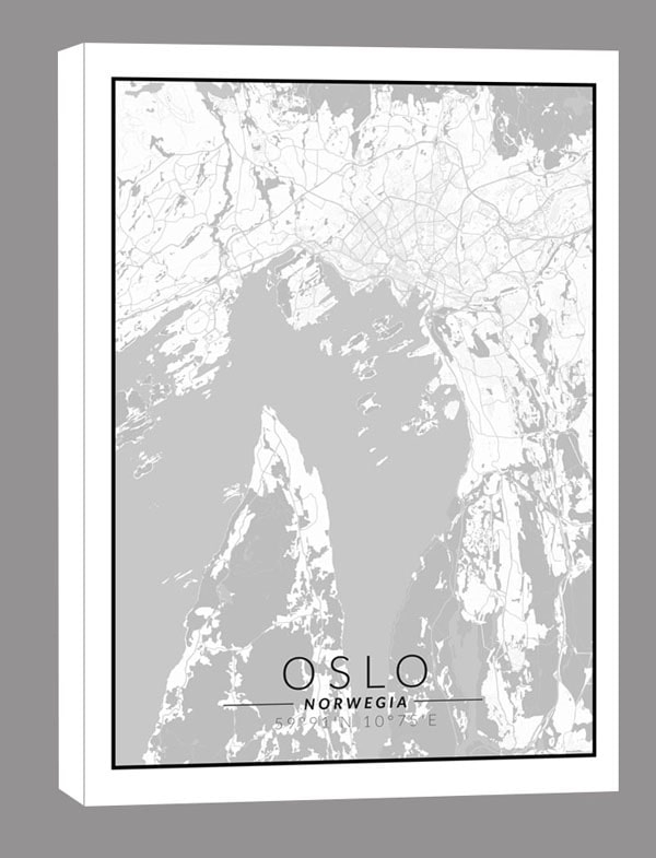 Image of Oslo mapa czarno biała - obraz na płótnie Wymiar do wyboru: 20x30 cm