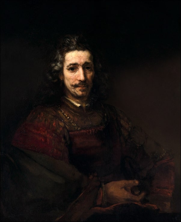 Image of Man with a Magnifying Glass, Rembrandt - plakat Wymiar do wyboru: 20x30 cm
